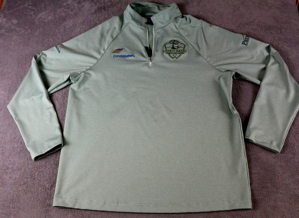 Devon & Jones DG480 Men’s Quarter Zip Golf Pullover Green Micro Stripe Size M